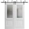 Sartodoors Sliding Closet Bi-fold Doors 84 x 80in, Sete 6933 Nebraska Grey W/ Frosted Glass, Sturdy Tracks SETE6933BF-NEB-84 - alternate 1